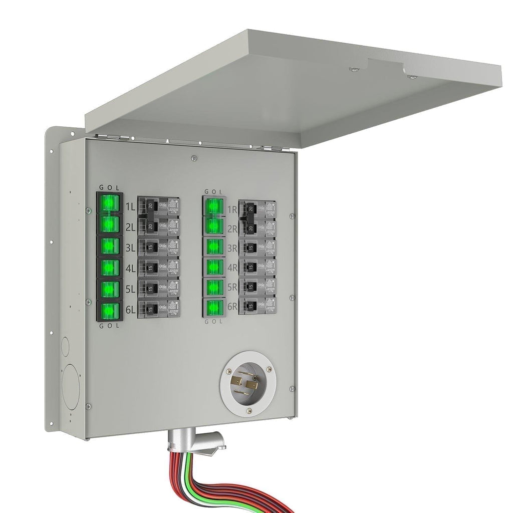 Interruptor de transferencia no automático de 12 circuitos, 120/240 V, 30 A