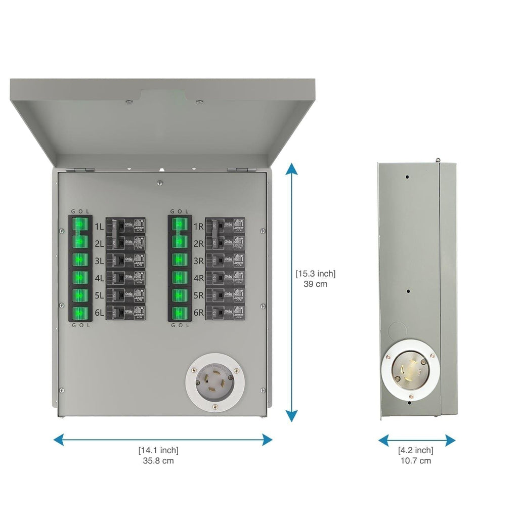 Interruptor de transferencia no automático de 12 circuitos, 120/240 V, 30 A