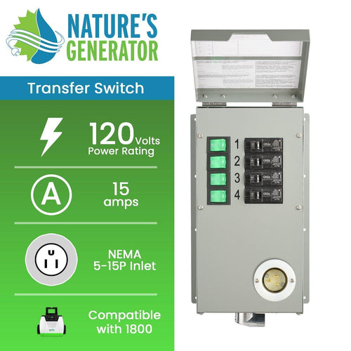 Interruptor de transferencia no automático de 4 circuitos, 120 V 15 A