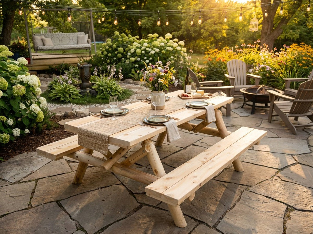 Mesa de comedor rústica para exterior