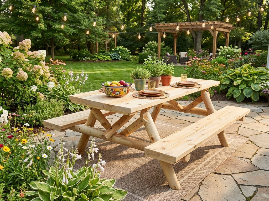 Mesa de comedor rústica para exterior