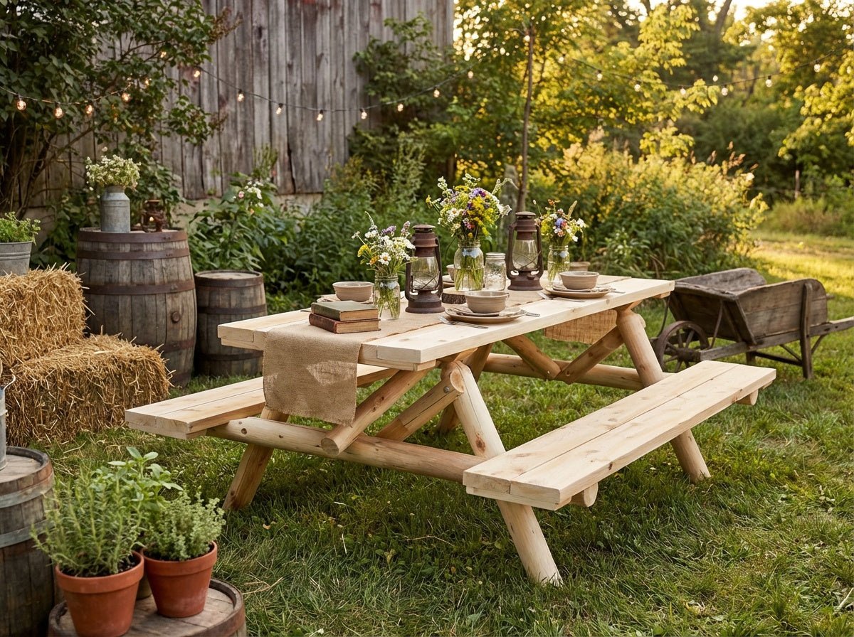 Mesa de comedor rústica para exterior