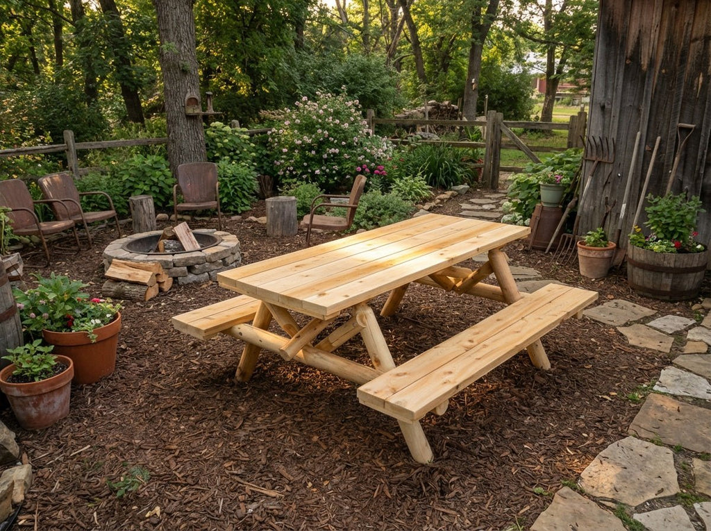 Mesa de comedor rústica para exterior
