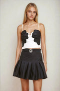 Taffeta Bloom Mini Skirt – Black