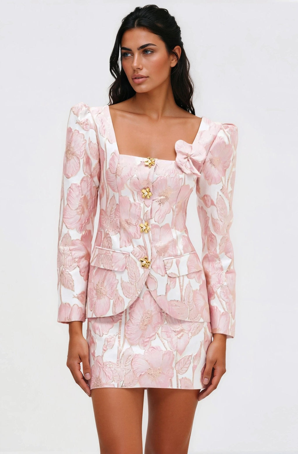 Petal Jacquard Jacket – Pink