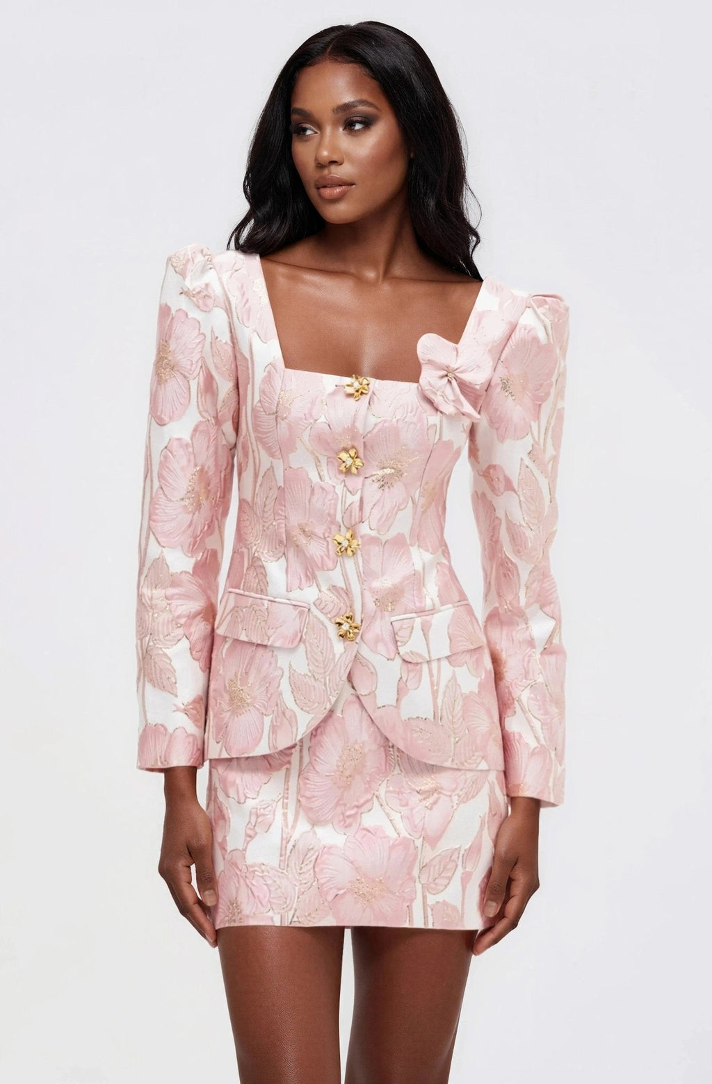 Petal Jacquard Jacket – Pink