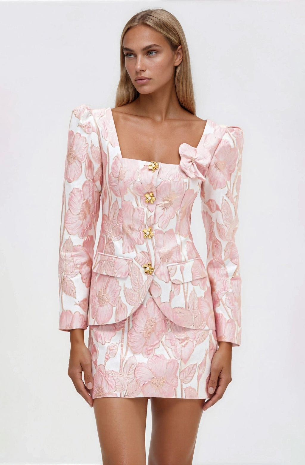 Petal Jacquard Jacket – Pink