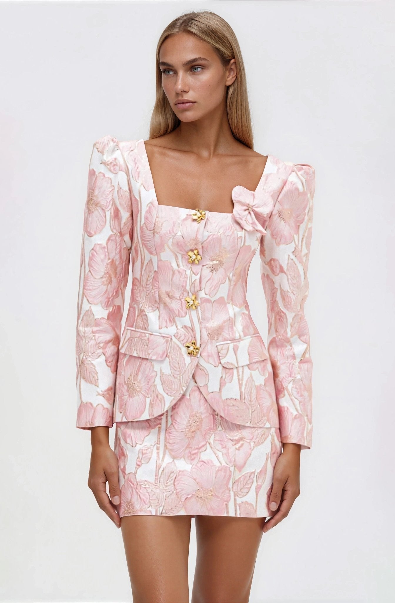 Petal Jacquard Jacket – Pink