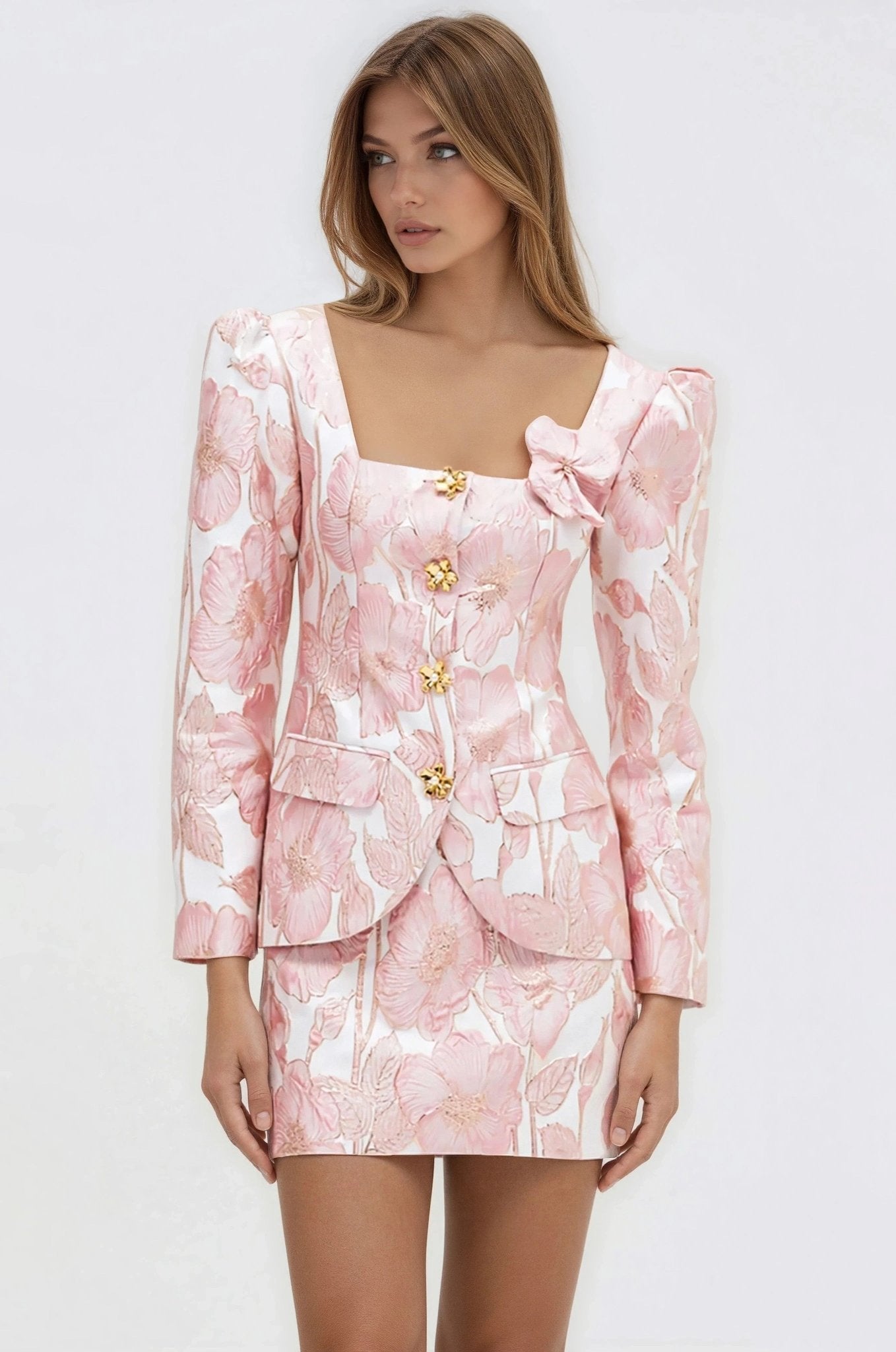 Petal Jacquard Jacket – Pink