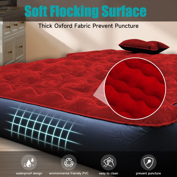 Colchón Inflable Rojo para Camioneta de Tamaño Completo de 5.5-6.5 pies