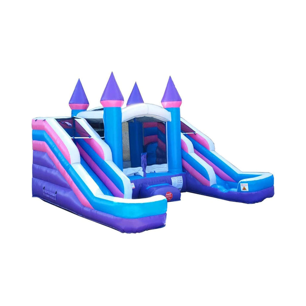 Combo de castillo hinchable rosa de 16 pies con tobogán doble de agua (SAK84027)