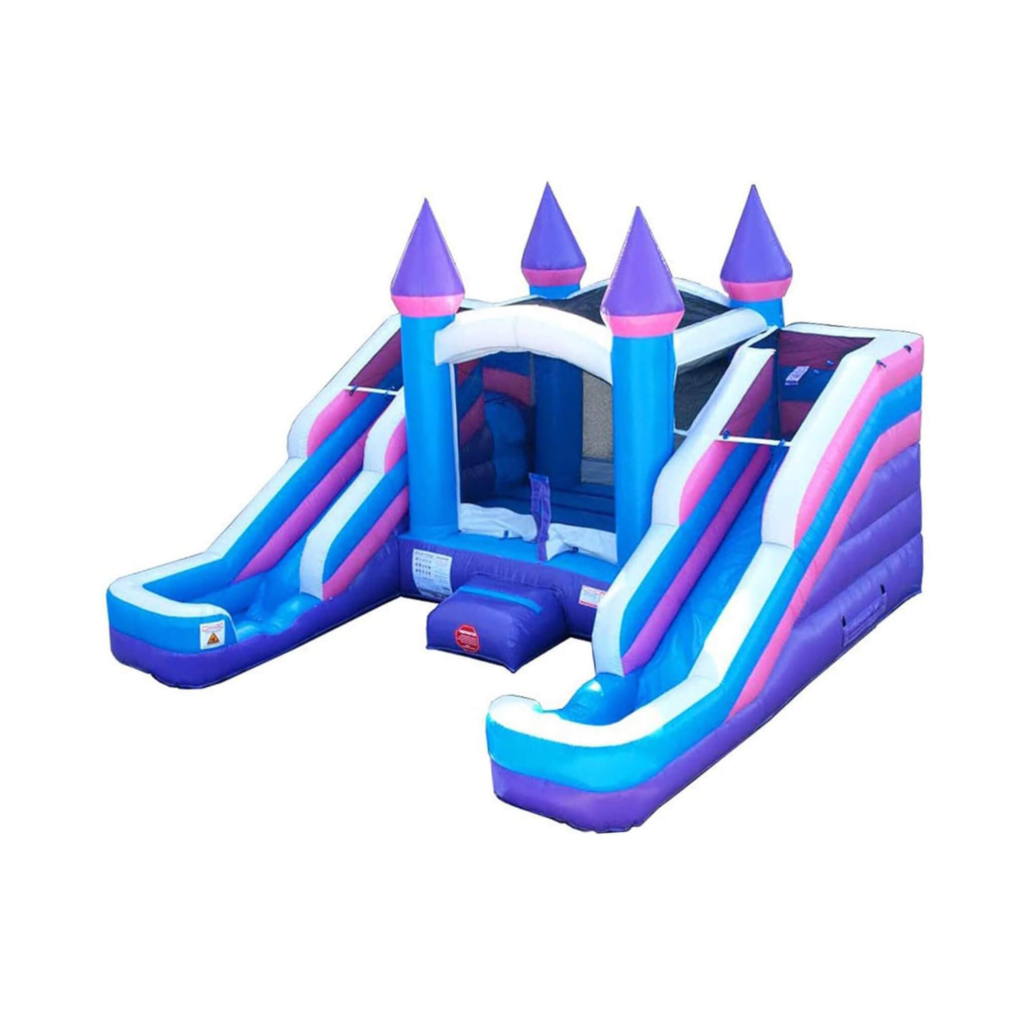 Combo de castillo hinchable rosa de 16 pies con tobogán doble de agua (SAK84027)