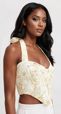 Pollie Halter Corset Top – Yellow Floral