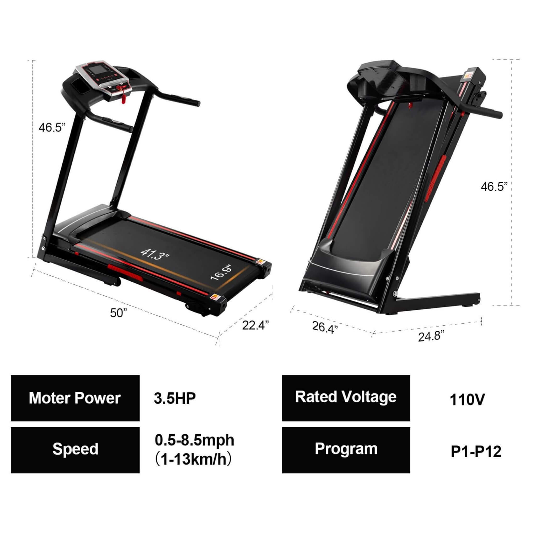 Cinta de correr plegable Rovix Portable de 3.5HP con inclinación y 12 programas preestablecidos (SAK29735)