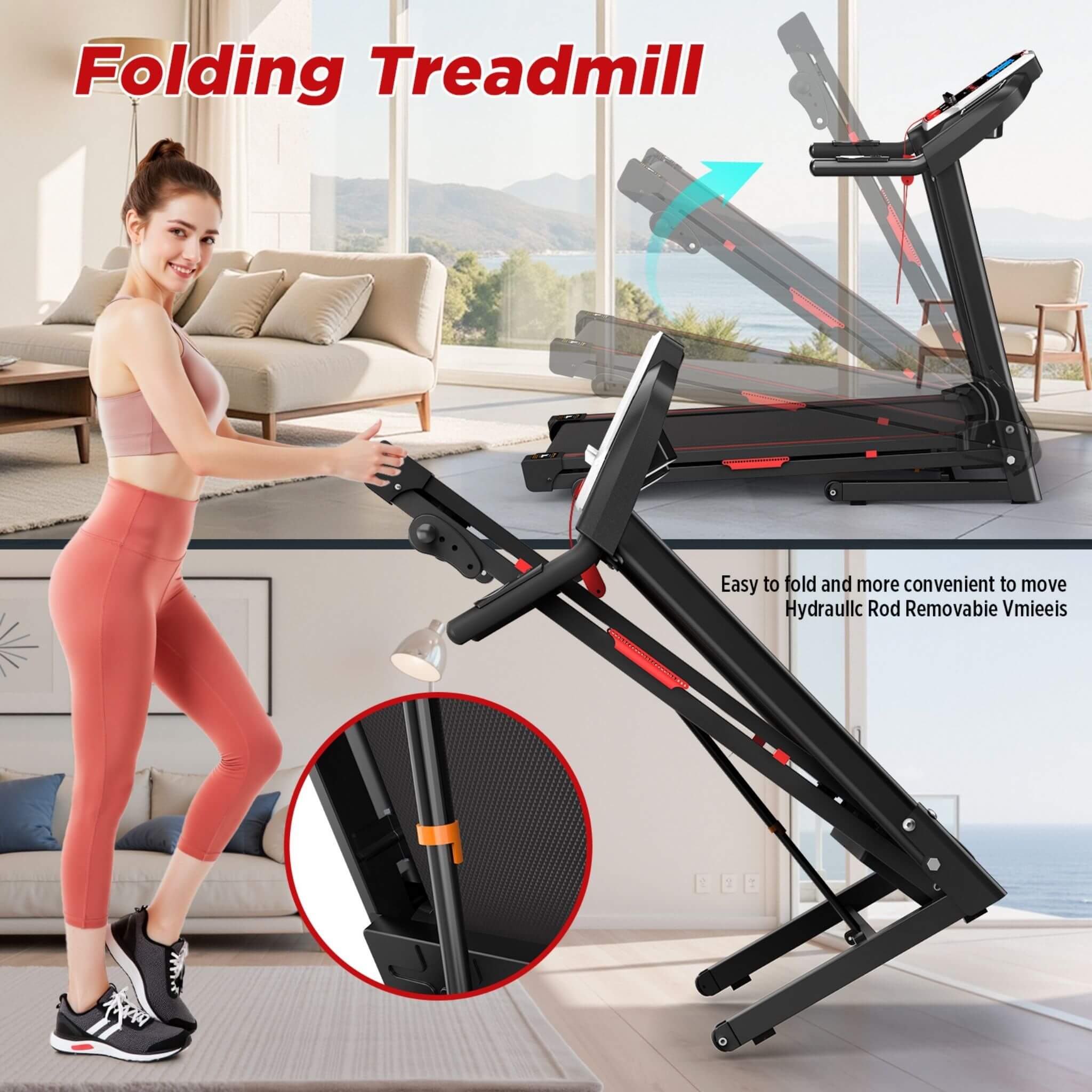 Cinta de correr plegable Rovix Portable de 3.5HP con inclinación y 12 programas preestablecidos (SAK29735)