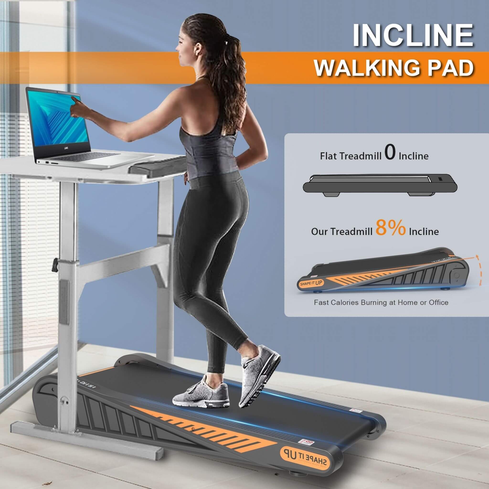 Cinta de Correr Compacta Portátil Rovix de 2HP para Debajo del Escritorio con Llave de Seguridad y Ruedas para Entrenamientos en Casa y Oficina (SAK72810)