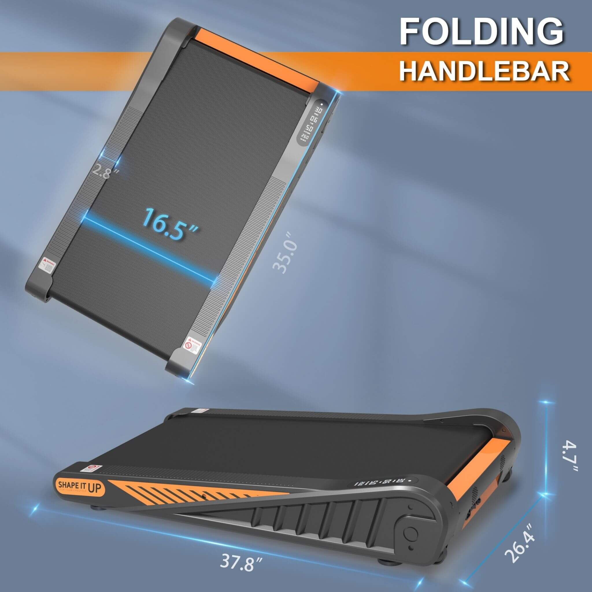 Cinta de Correr Compacta Portátil Rovix de 2HP para Debajo del Escritorio con Llave de Seguridad y Ruedas para Entrenamientos en Casa y Oficina (SAK72810)
