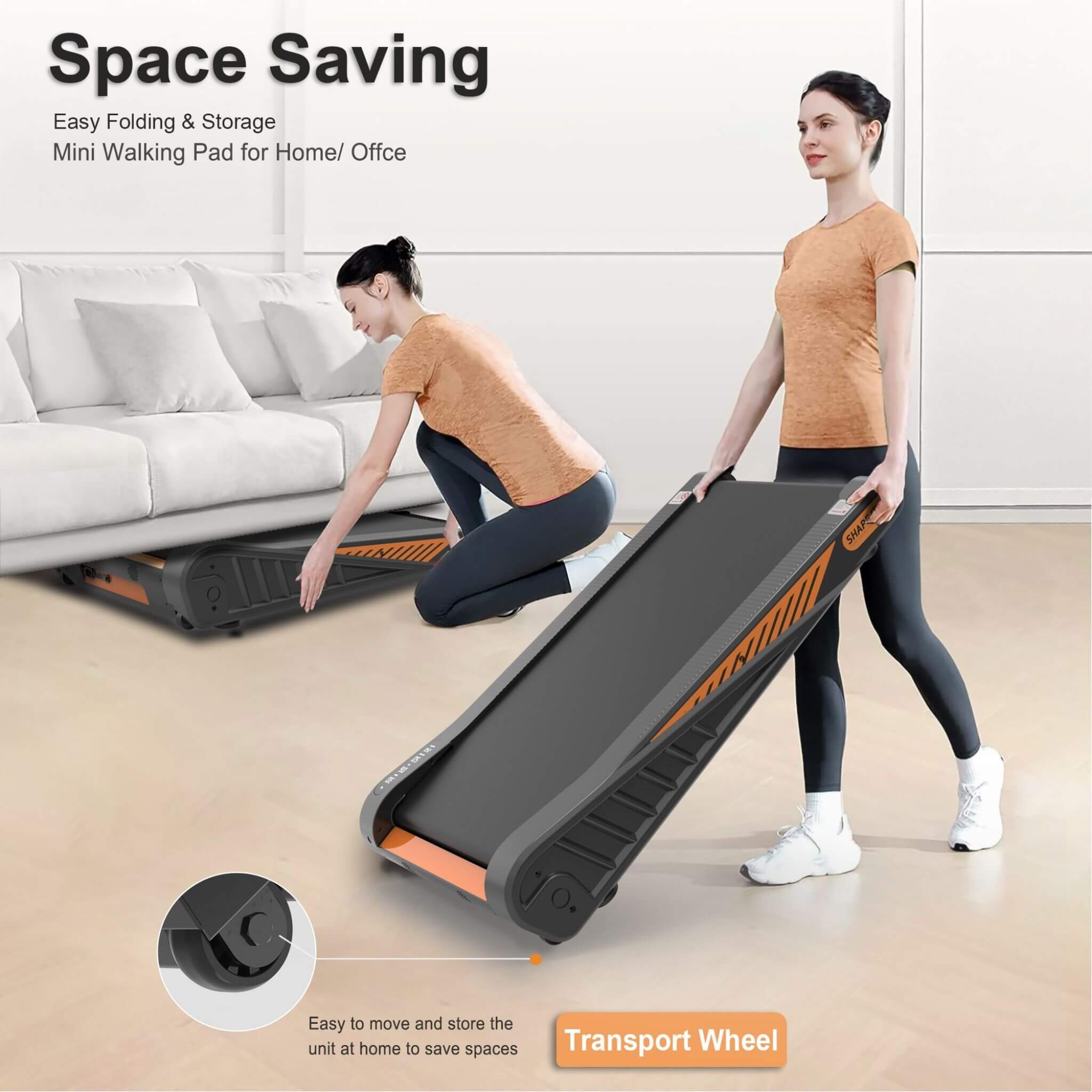 Cinta de Correr Compacta Portátil Rovix de 2HP para Debajo del Escritorio con Llave de Seguridad y Ruedas para Entrenamientos en Casa y Oficina (SAK72810)