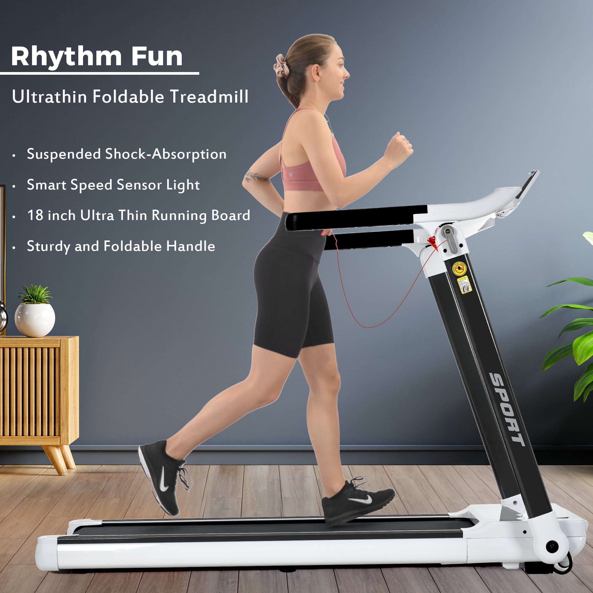 Cinta de Correr de Cardio para Casa, Portátil y Compacta Rovix con Motor Eléctrico de 3.5HP y Altavoces Bluetooth (SAK32416)