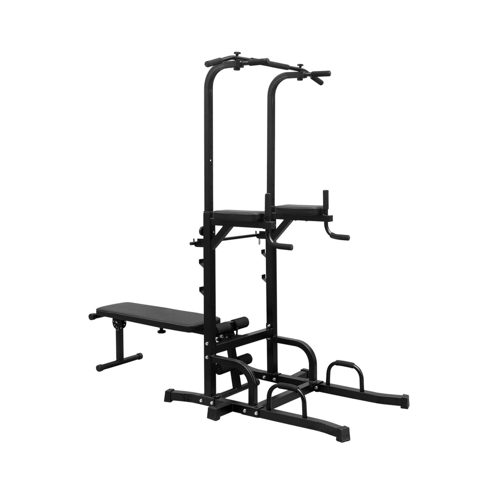 Rovix Power Tower Estación de Fondos Multifuncional de Alta Resistencia con Banco, Barra de Dominadas y Altura Ajustable para Gimnasios en Casa (SAK64327)