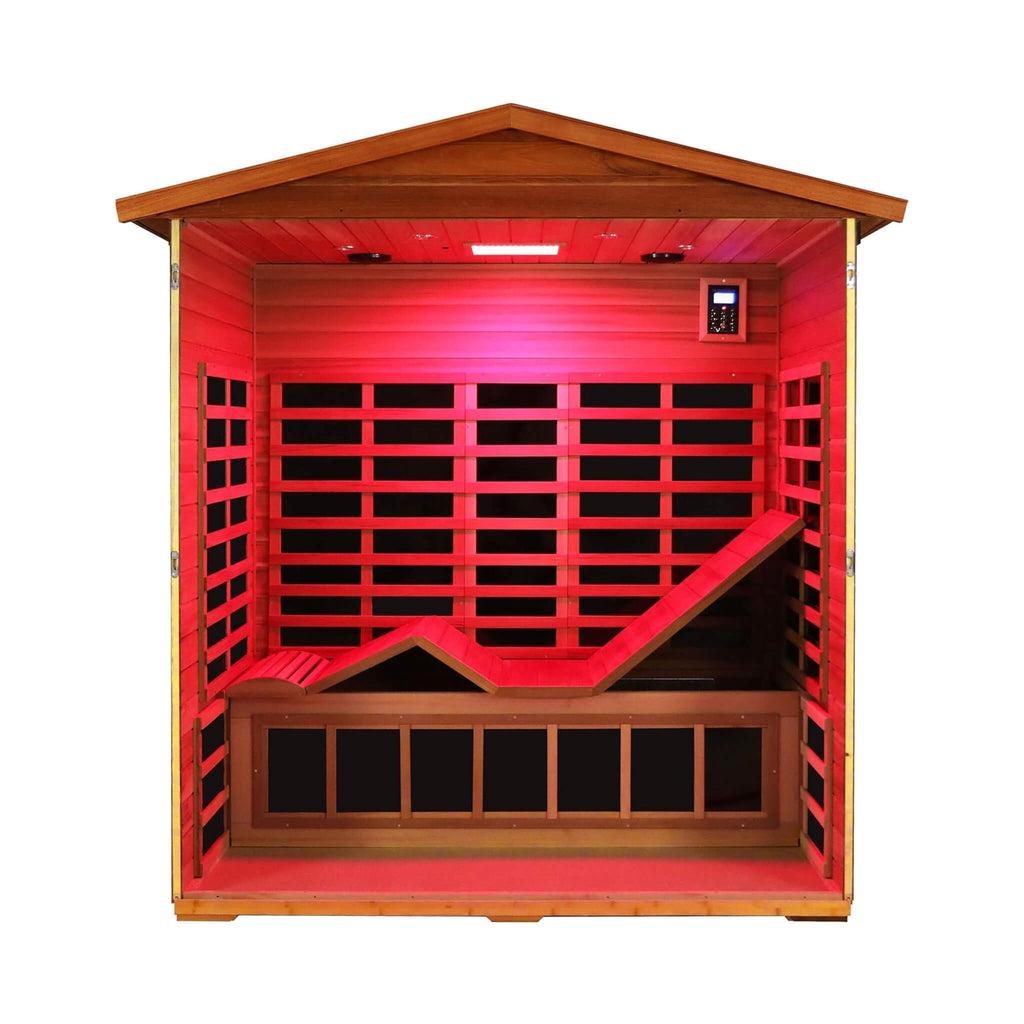 Thermora Vanta Luxury 3-Person Outdoor Mahogany Full Spectrum Ultra-Low EMF FAR Infrared Sauna With Chromotherapy And Bluetooth Speakers (SAK83460)