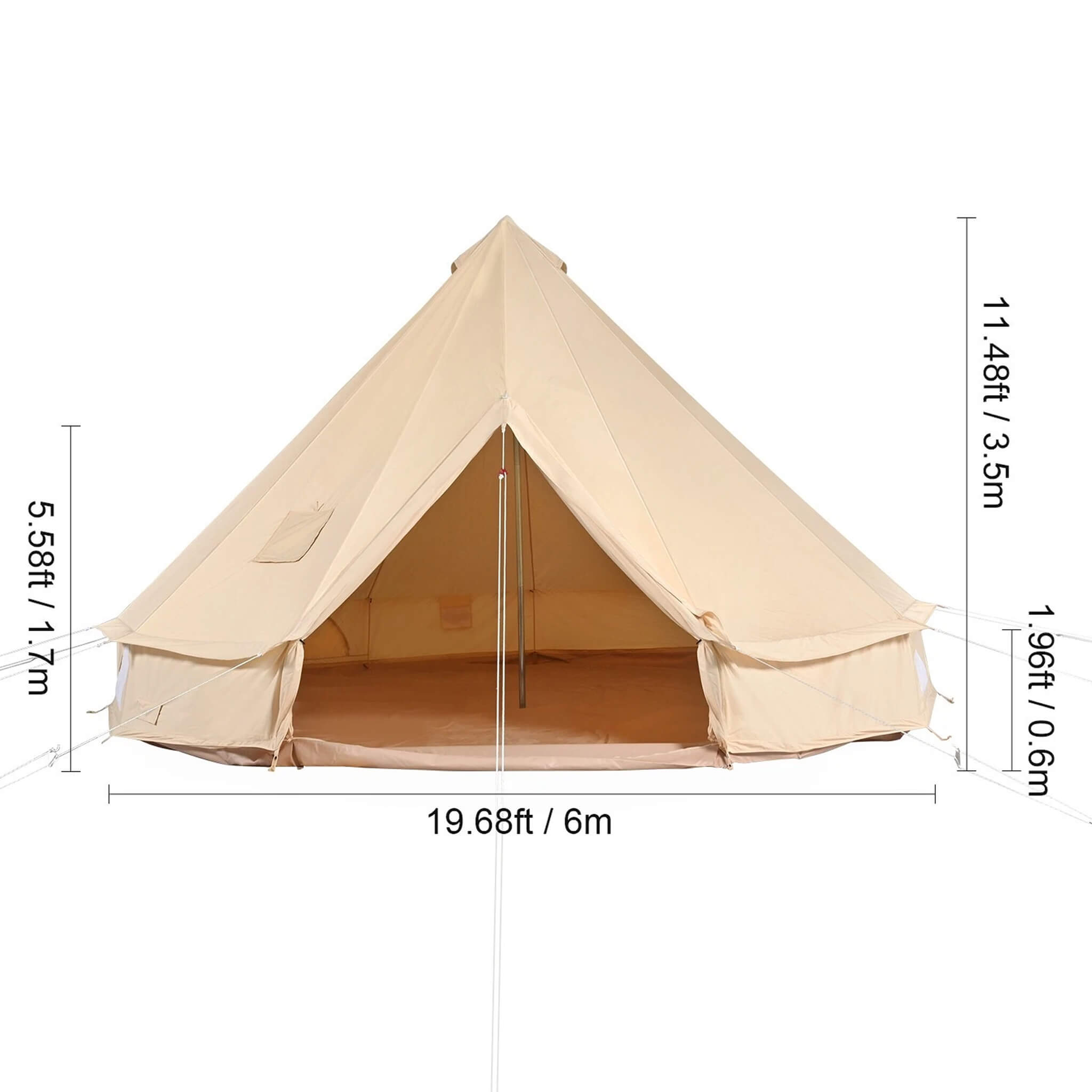 Tienda Yurta de Lona para Acampar 4 Estaciones de Primera Calidad con Conector para Estufa (SAK47589)