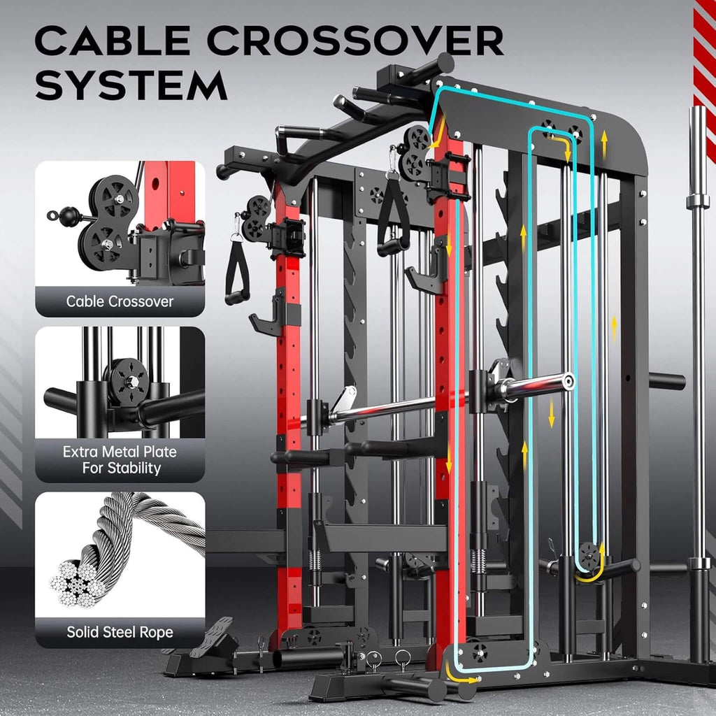 Rovix Premium 2000LBS Estructura de sentadillas todo en uno con máquina Smith (SAK59213)