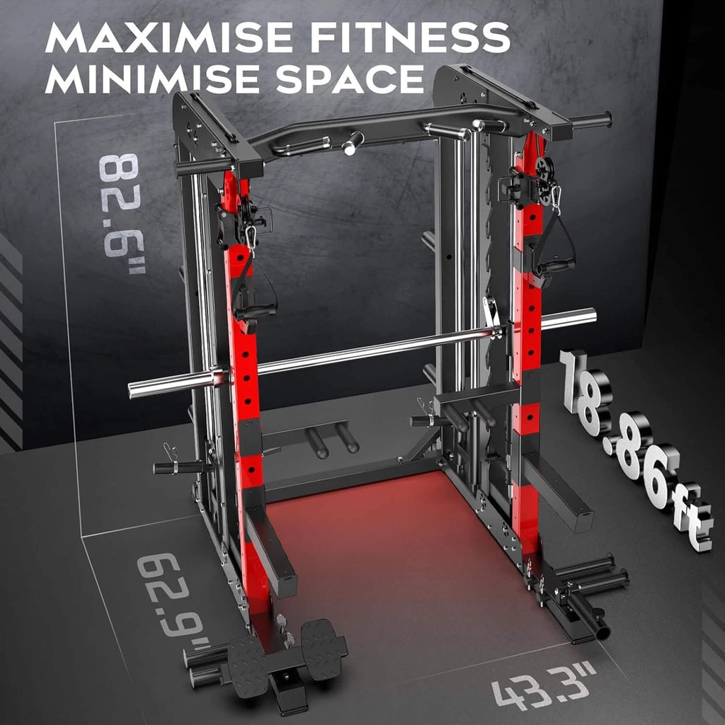 Rovix Premium 2000LBS Estructura de sentadillas todo en uno con máquina Smith (SAK59213)