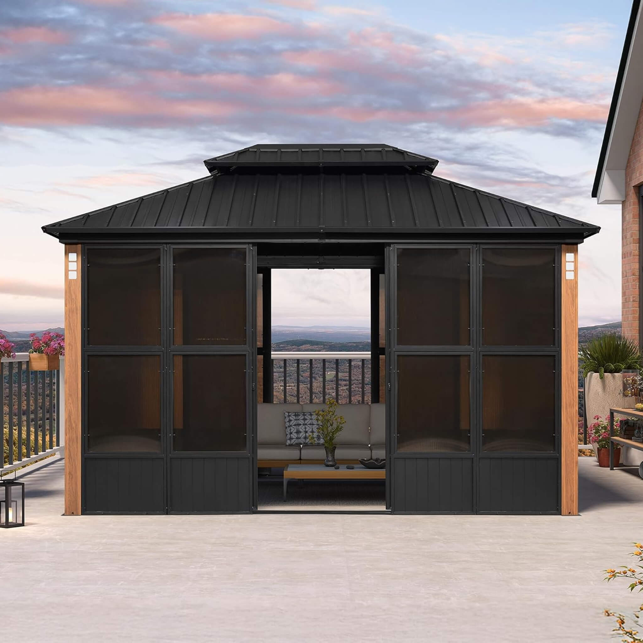 Invernadero Solarium de Techo Doble Rígido Premium Alora Prestige para Exteriores (SAK43078)