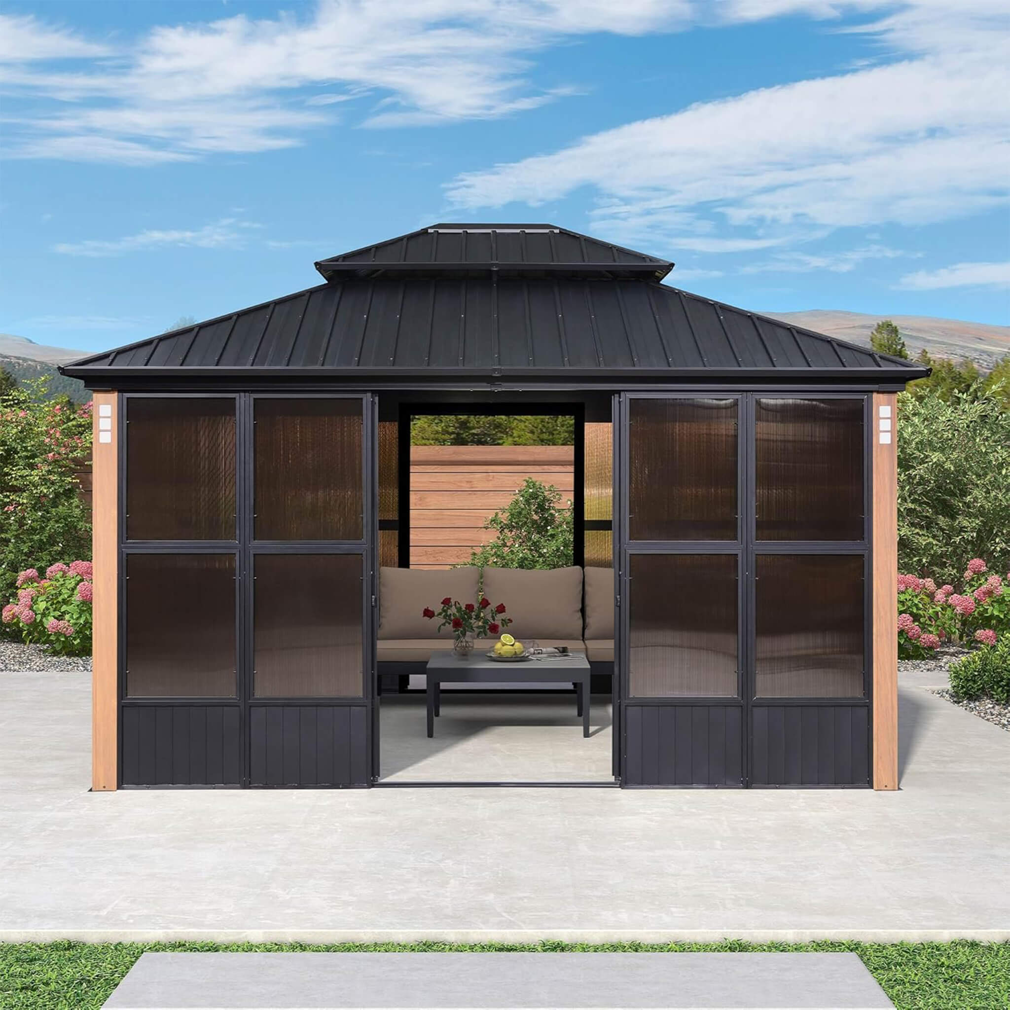 Invernadero Solarium de Techo Doble Rígido Premium Alora Prestige para Exteriores (SAK43078)