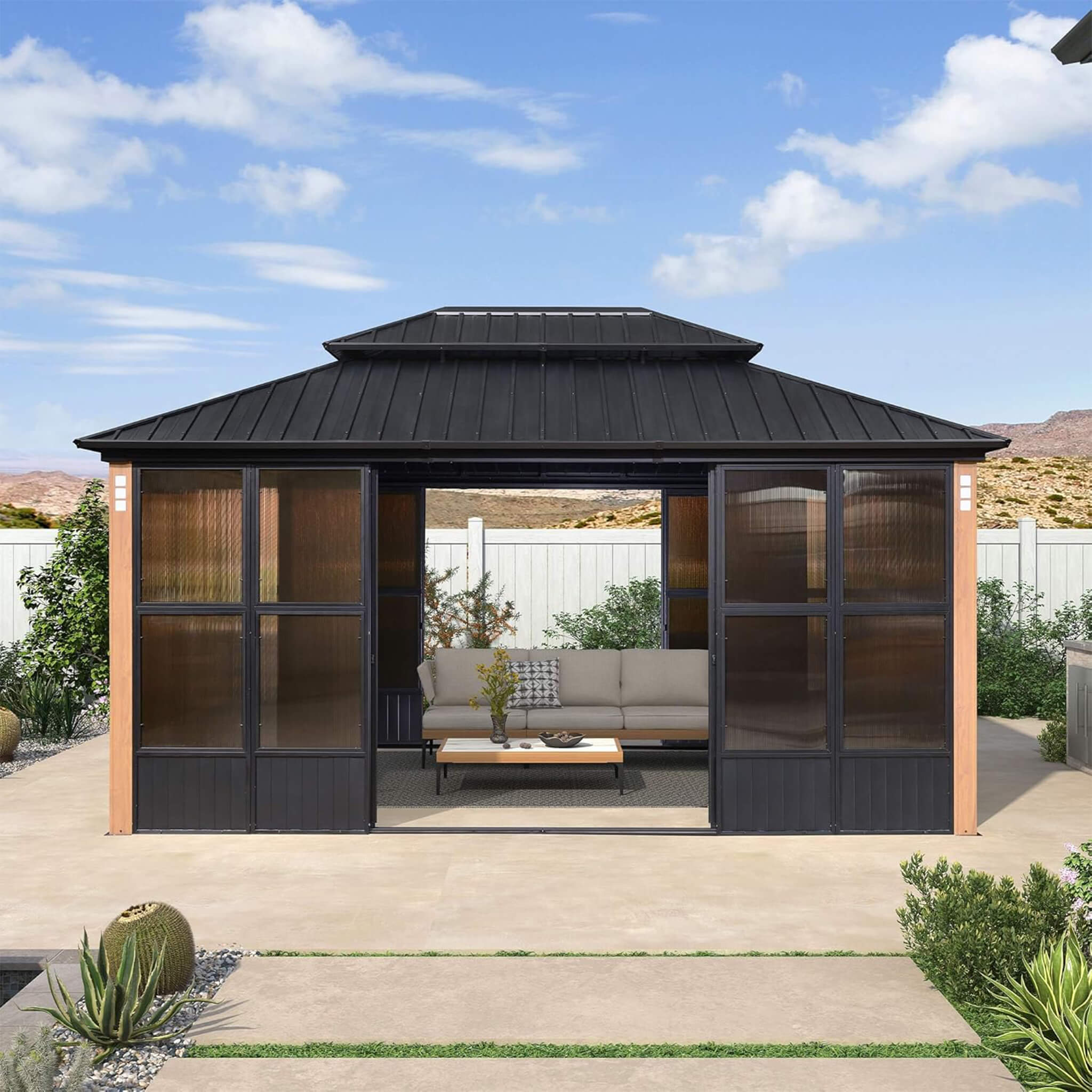 Invernadero Solarium de Techo Doble Rígido Premium Alora Prestige para Exteriores (SAK43078)