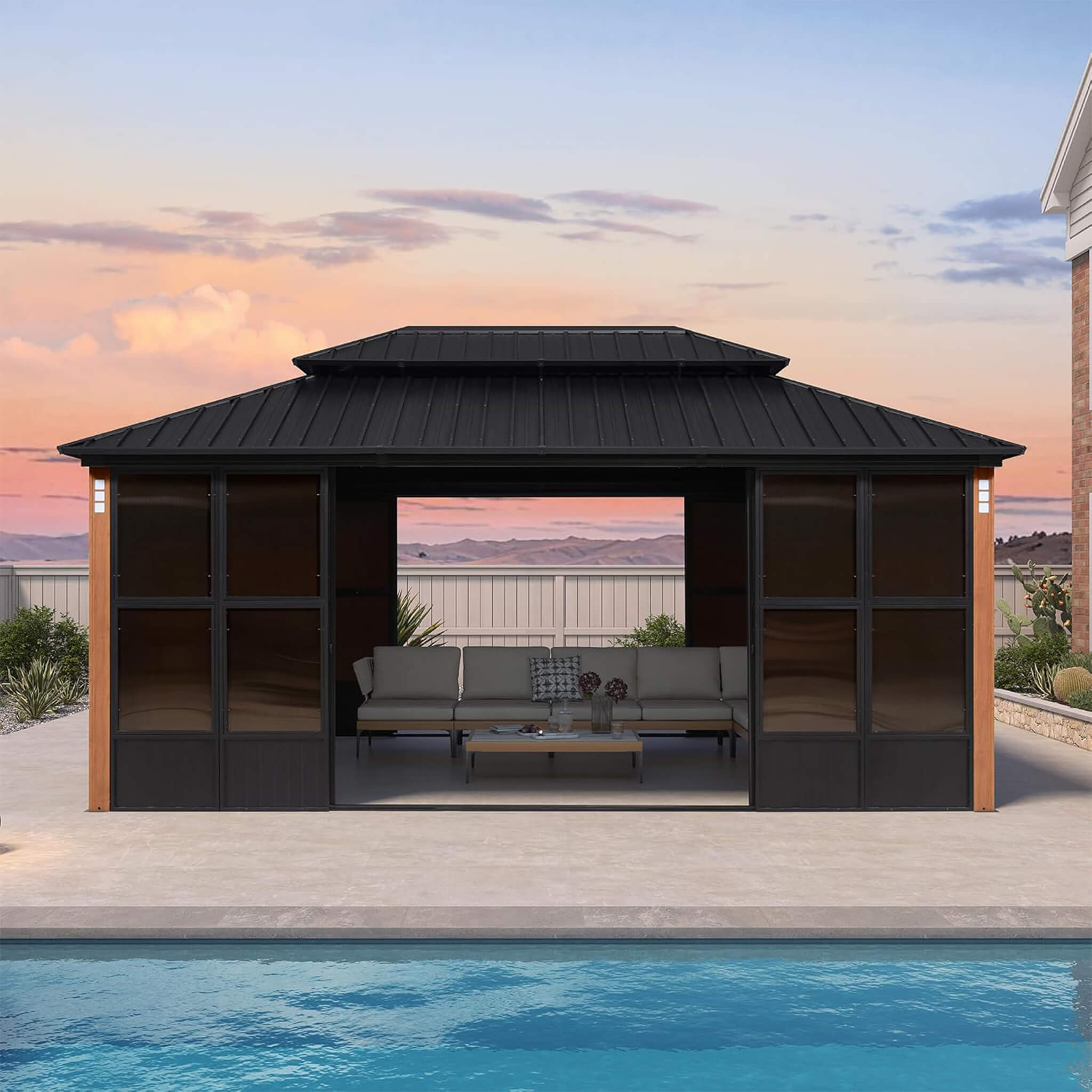 Invernadero Solarium de Techo Doble Rígido Premium Alora Prestige para Exteriores (SAK43078)