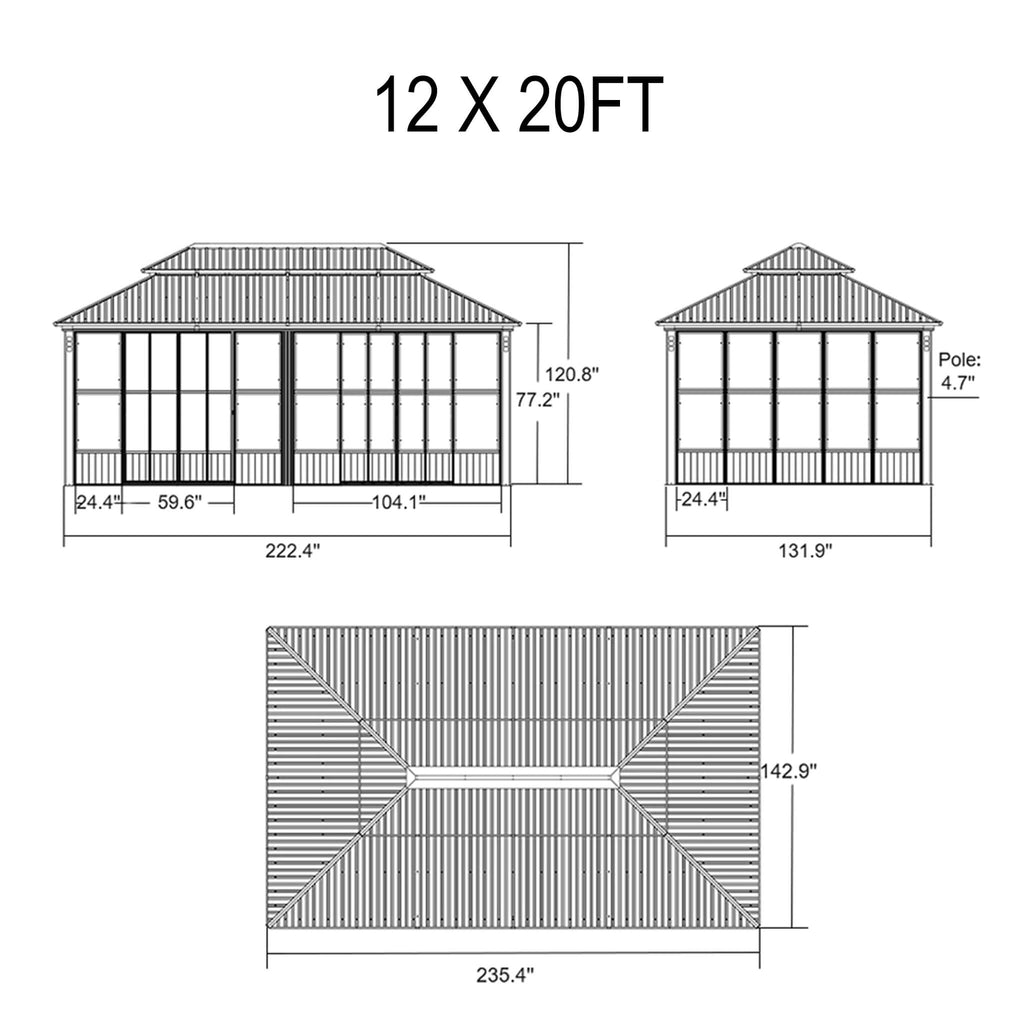 Invernadero Solarium de Techo Doble Rígido Premium Alora Prestige para Exteriores (SAK43078)