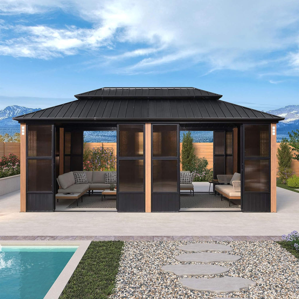 Invernadero Solarium de Techo Doble Rígido Premium Alora Prestige para Exteriores (SAK43078)