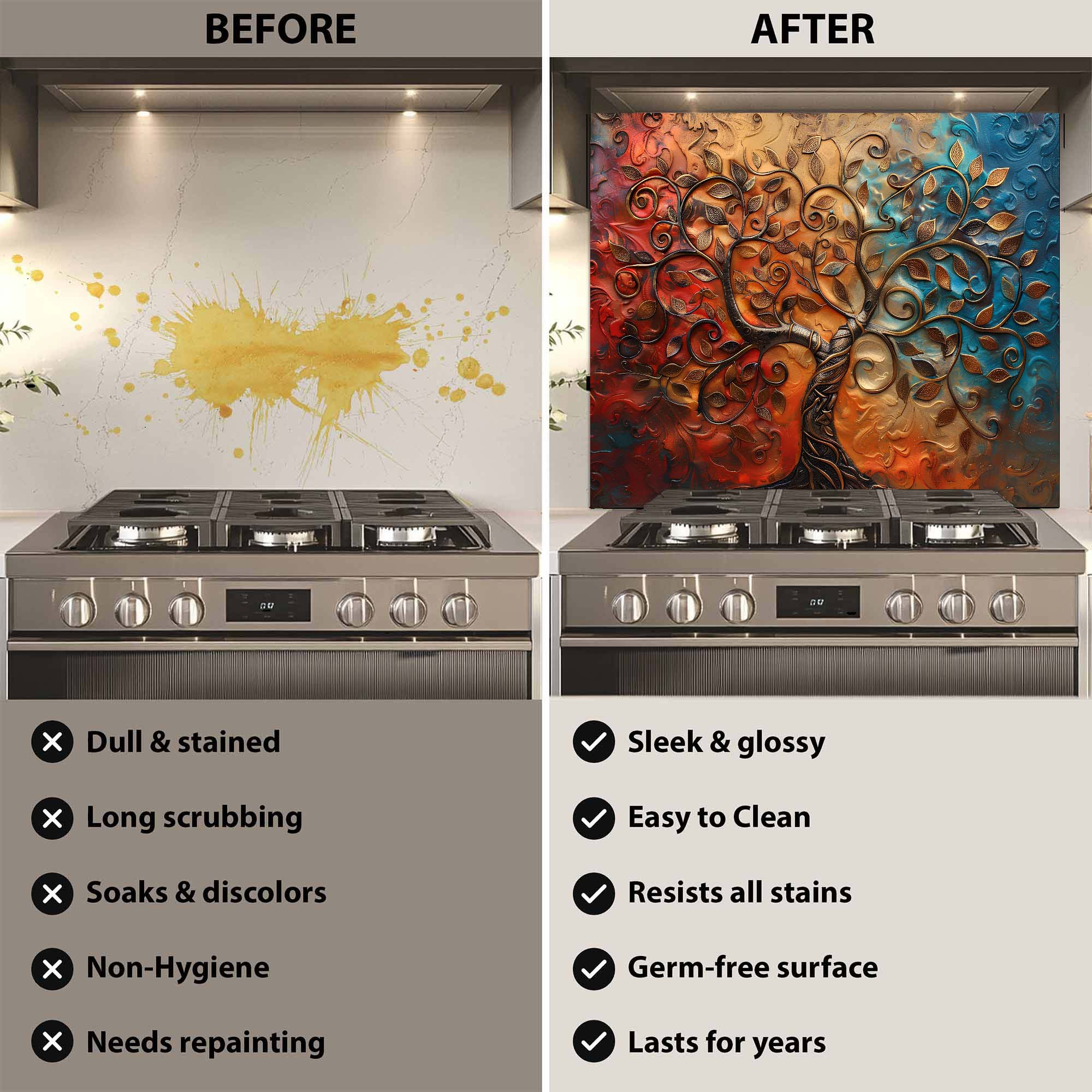 Custom Kitchen Backsplash – Eternal Flame Tempered Glass Backsplash