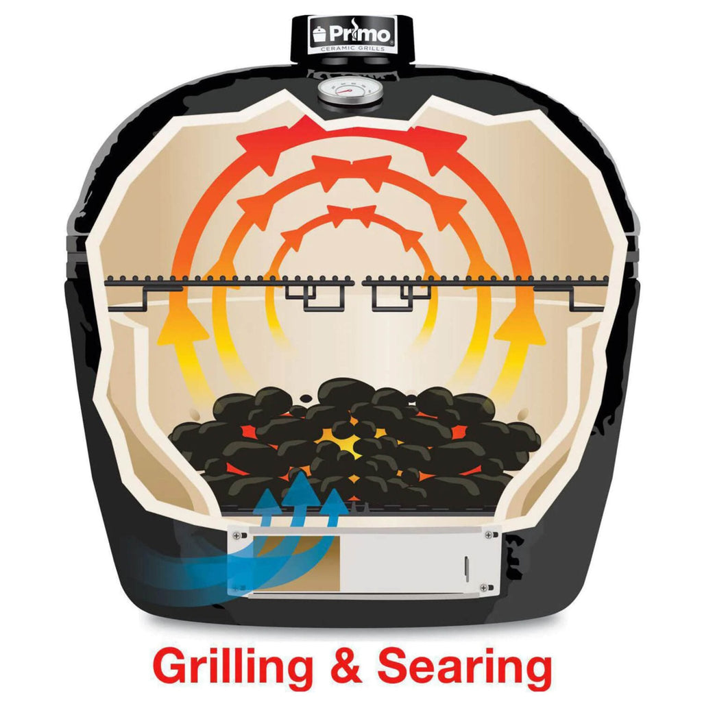 Parrilla Kamado de Cerámica Primo Oval XL 400 con Rejillas de Acero Inoxidable [PGCXLH] (SAK23100)