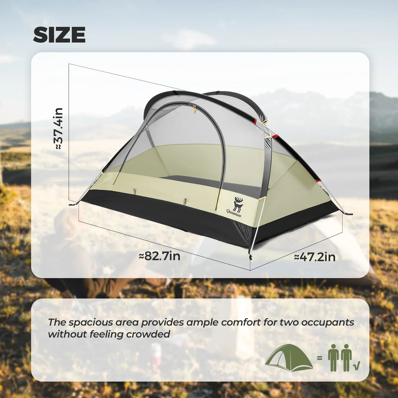 Tienda de campaña impermeable de fácil instalación para 2 personas