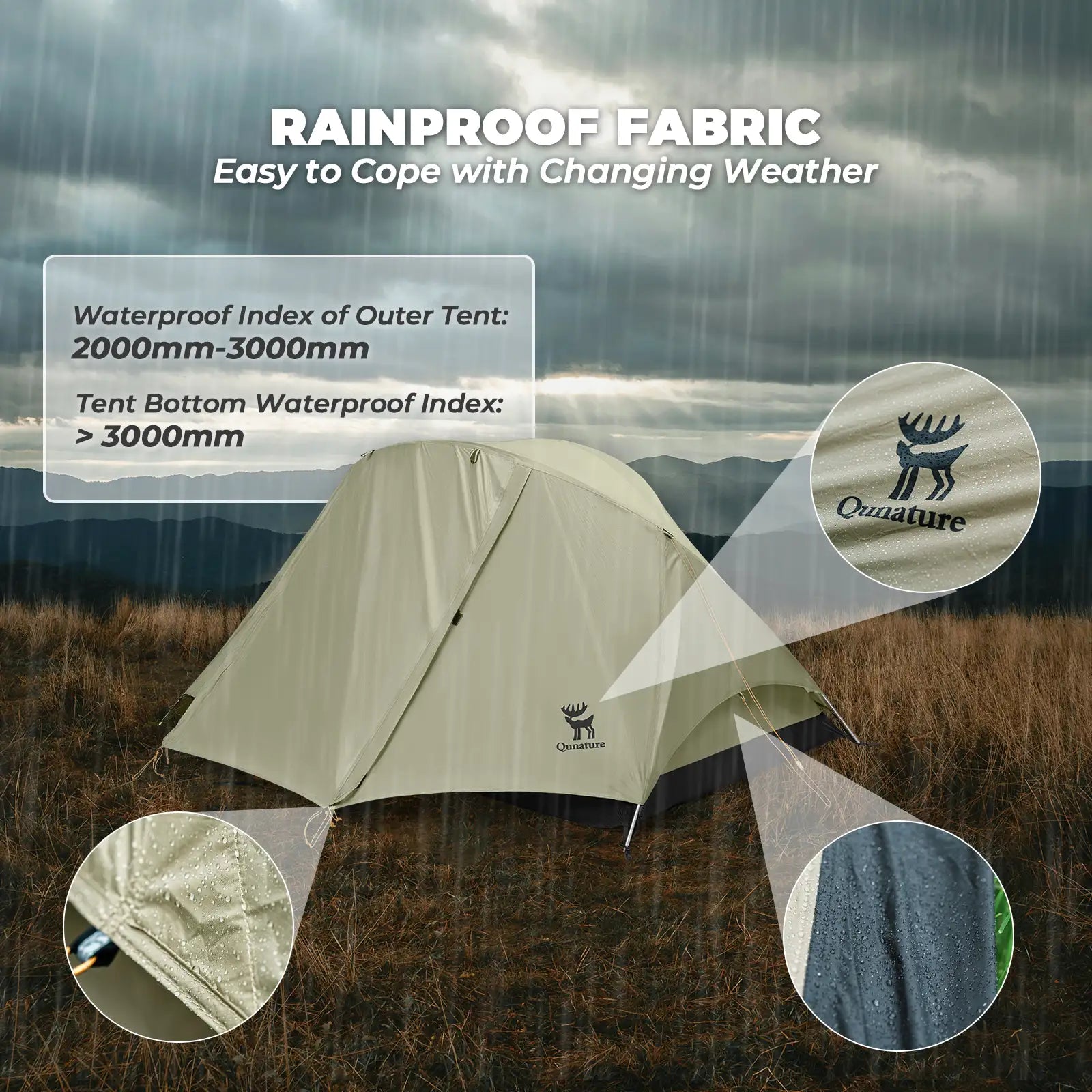 Tienda de campaña impermeable de fácil instalación para 2 personas