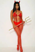 Red Sequin Hot Devil 2 Piece Costume