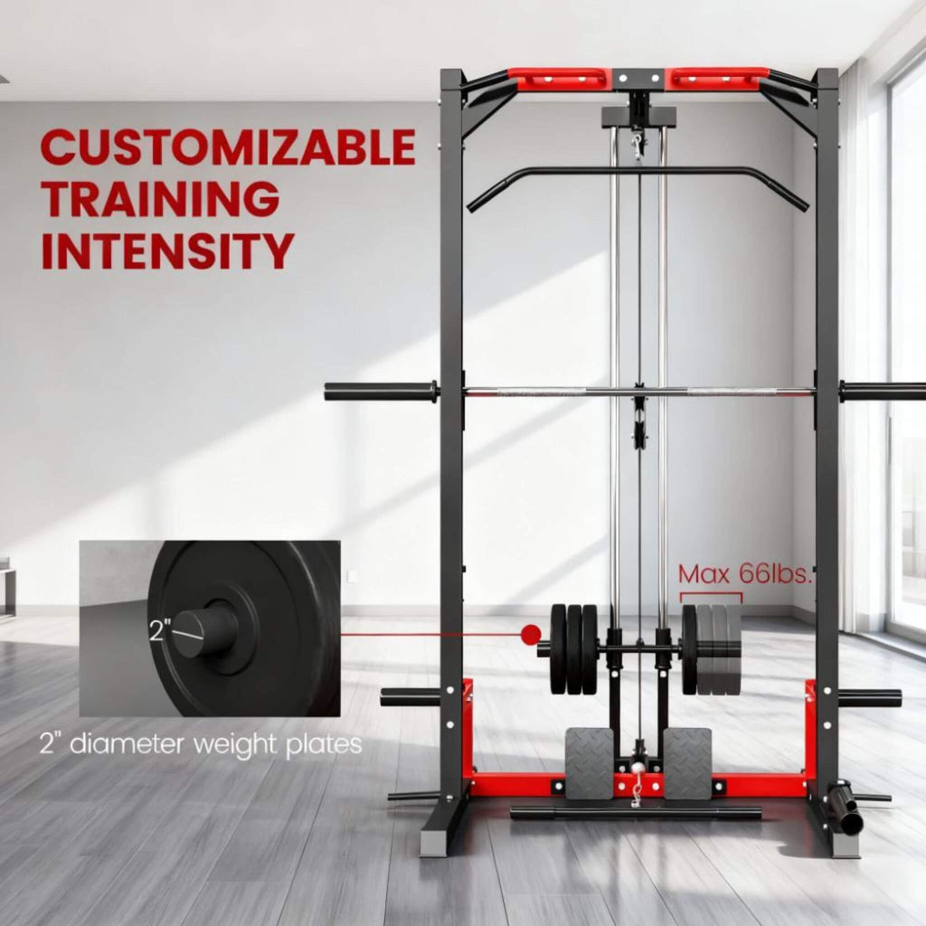 Rovix All-In-One Home Gym Squat Rack con sistema de dominadas y jalón lateral (SAK95431)