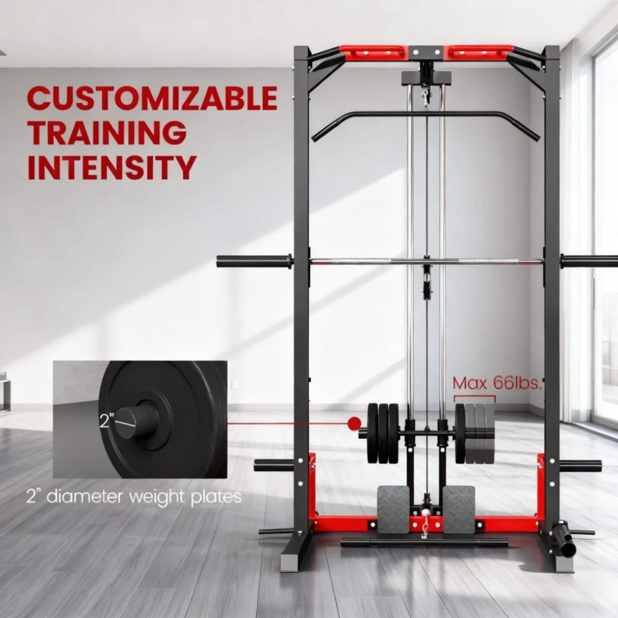 Rovix All-In-One Home Gym Squat Rack con sistema de dominadas y jalón lateral (SAK95431)
