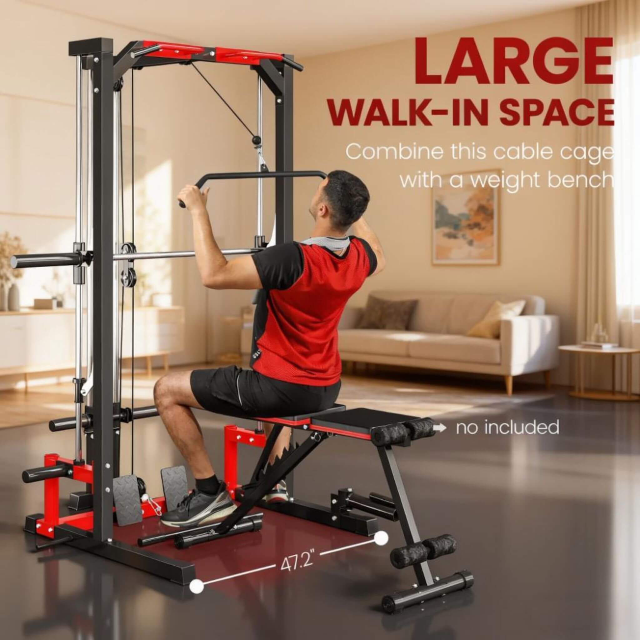 Rovix All-In-One Home Gym Squat Rack con sistema de dominadas y jalón lateral (SAK95431)