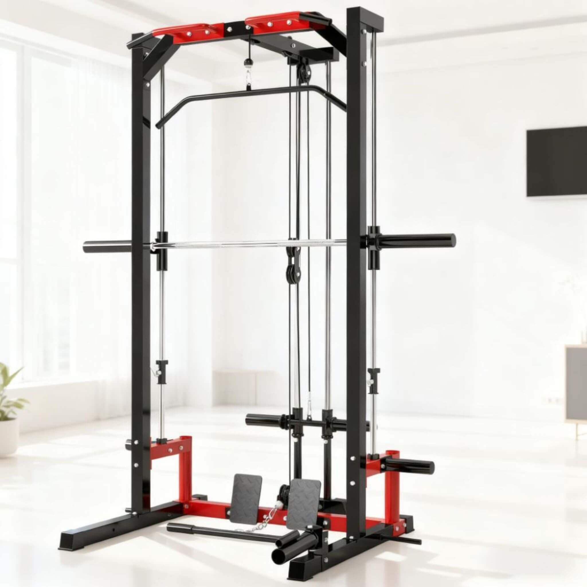 Rovix All-In-One Home Gym Squat Rack con sistema de dominadas y jalón lateral (SAK95431)