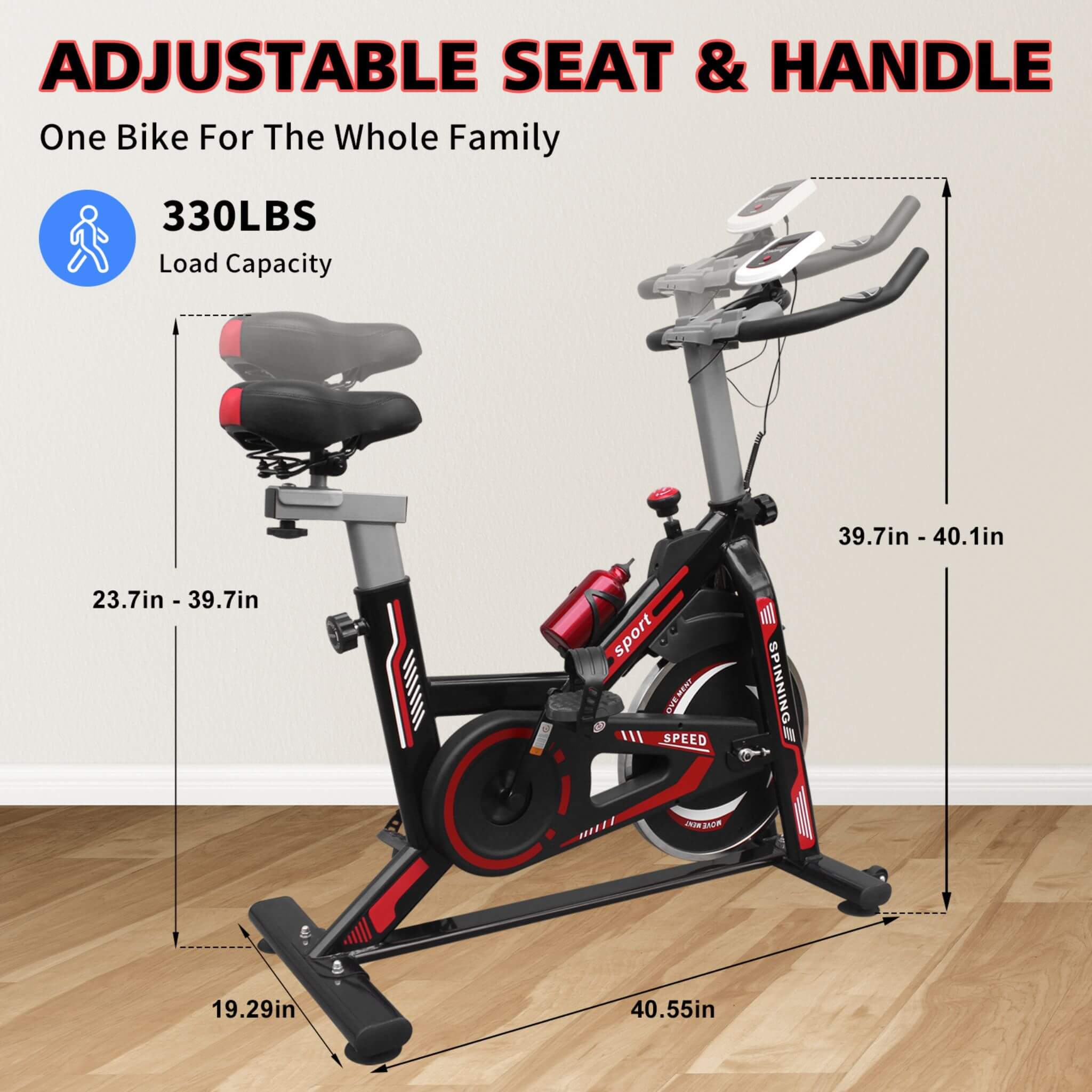 Bicicleta de spinning para interiores Rovix con asiento acolchado cómodo (SAK71645)