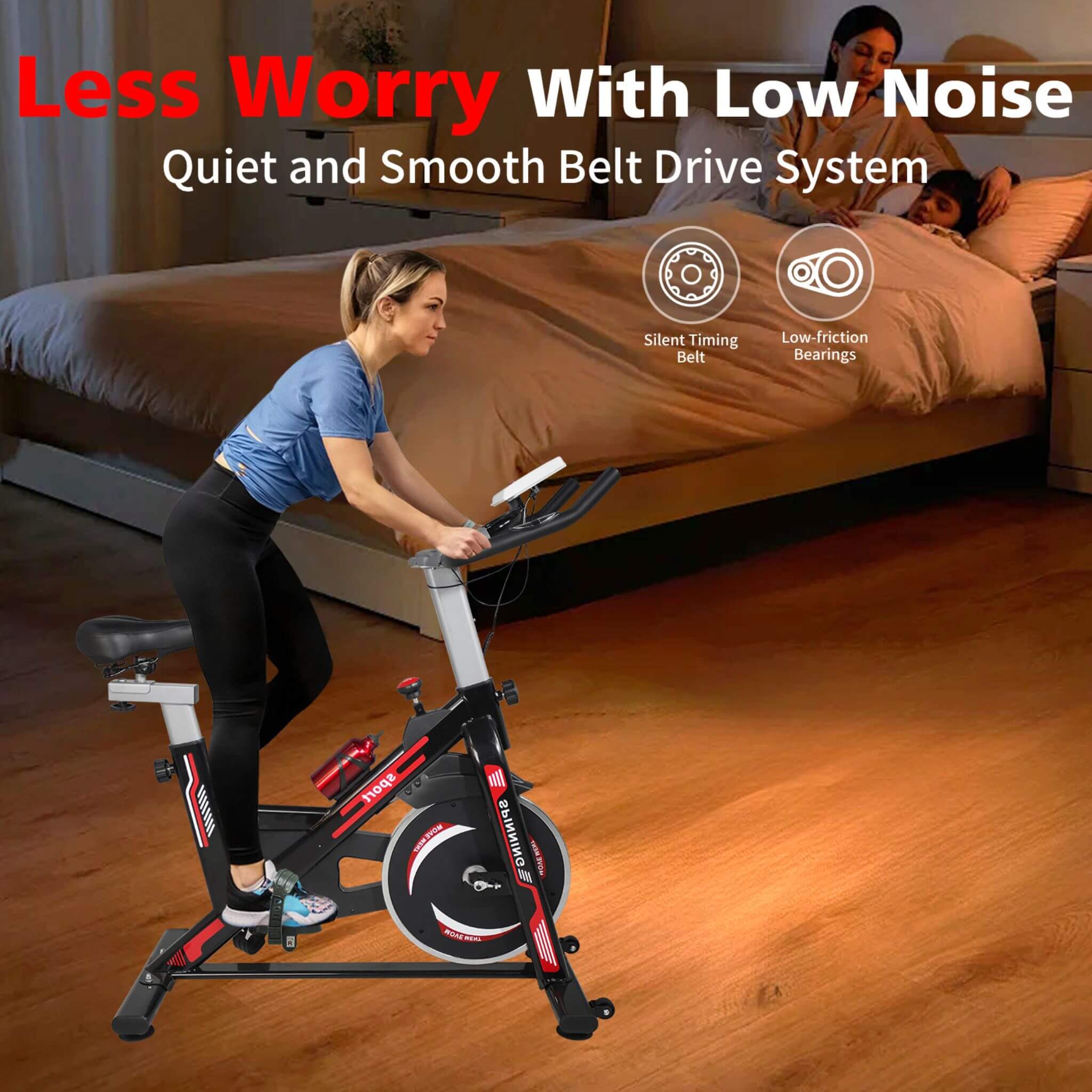 Bicicleta de spinning para interiores Rovix con asiento acolchado cómodo (SAK71645)