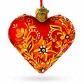 Red Floral Baroque Jeweled Glass Heart Ornament
