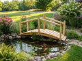 Puente rústico de madera para jardín