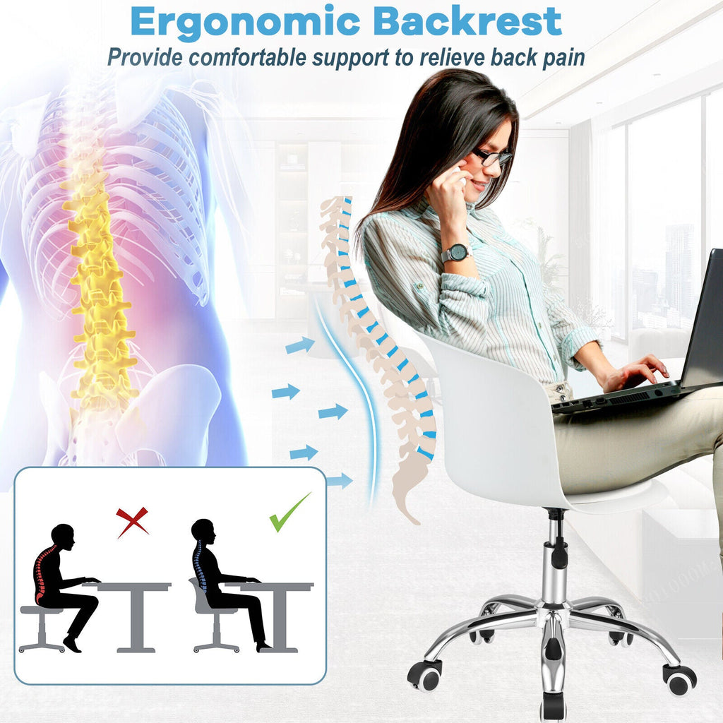 Set of 2 Office Desk Chair with Ergonomic Backrest and Soft Padded PU Leather Seat