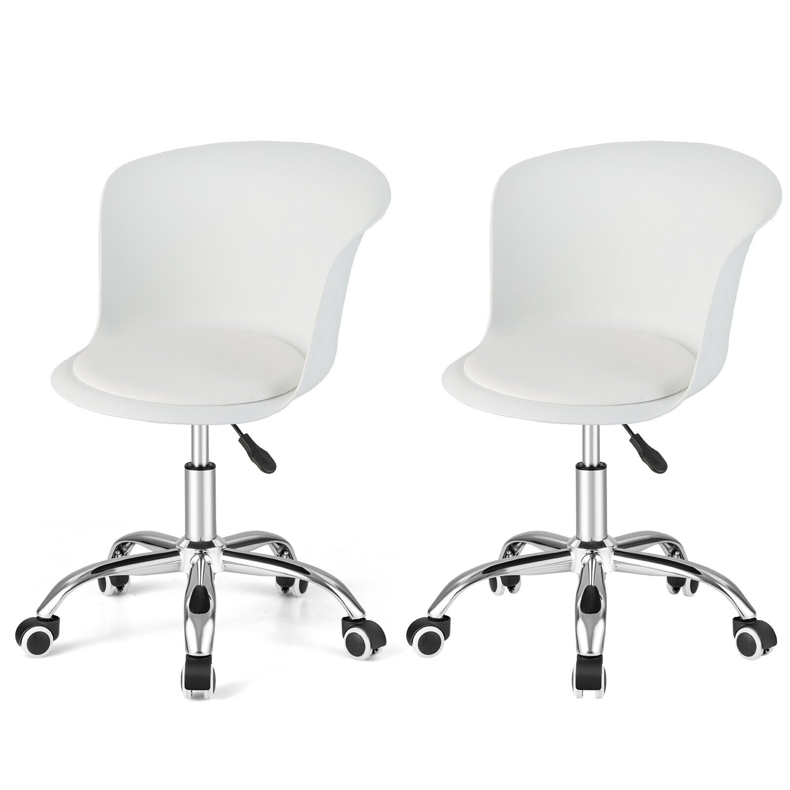Set of 2 Office Desk Chair with Ergonomic Backrest and Soft Padded PU Leather Seat
