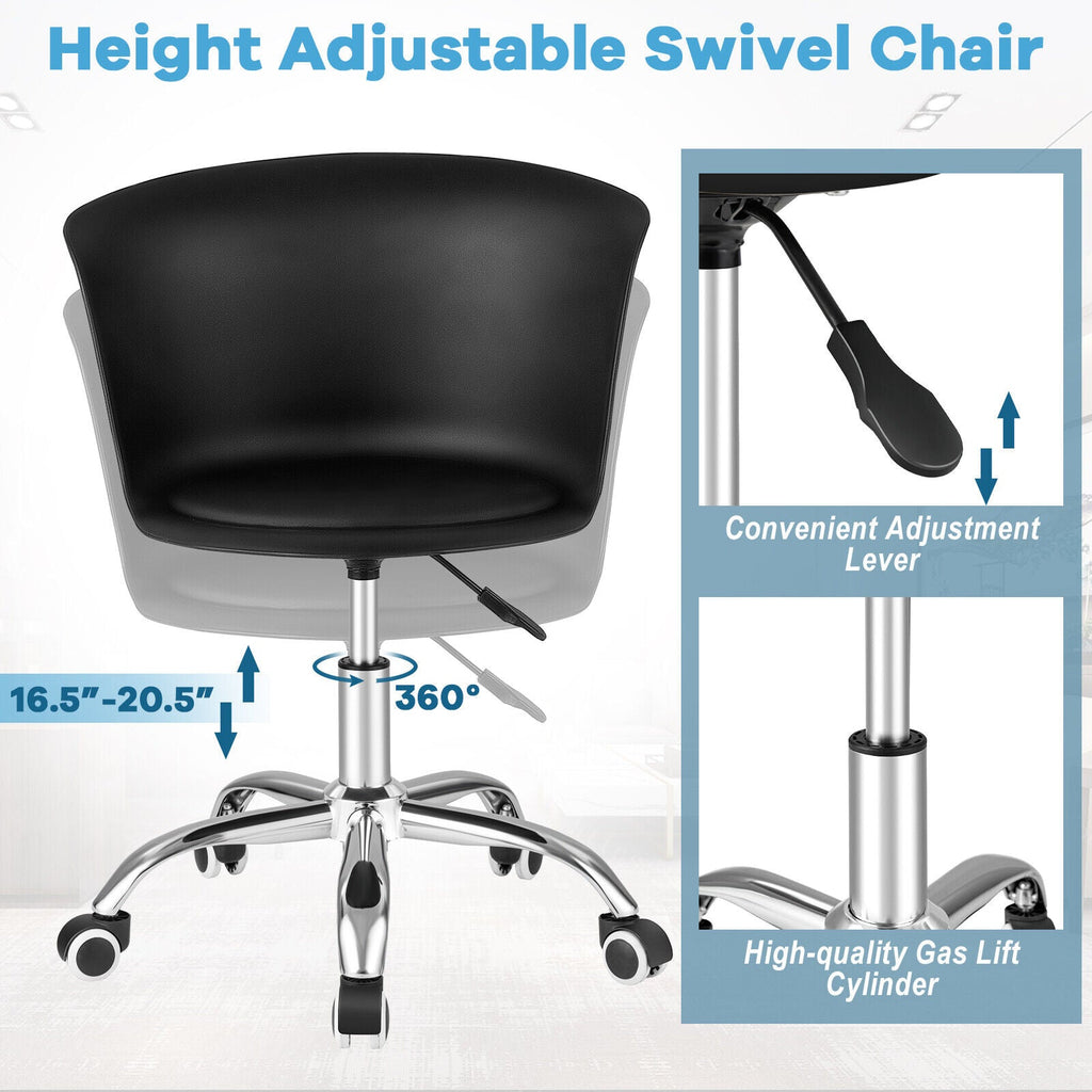 Set of 2 Office Desk Chair with Ergonomic Backrest and Soft Padded PU Leather Seat